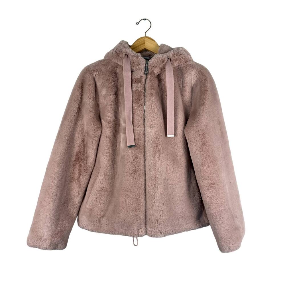 Rino & Pelle Faux Fur Zip Up Hoodie Jacket Pink Size 36